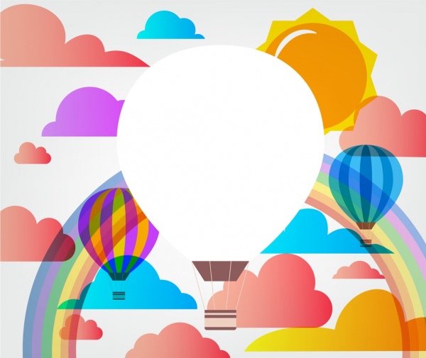 600x505 Balloons Background Cloud Rainbow Sun Ornament Colorful Sketch - Rainbow Sketch