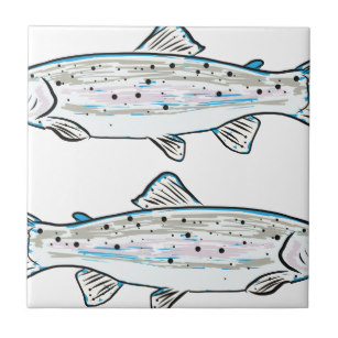 307x307 Trout Decorative Ceramic Tiles Zazzle - Rainbow Trout Sketch