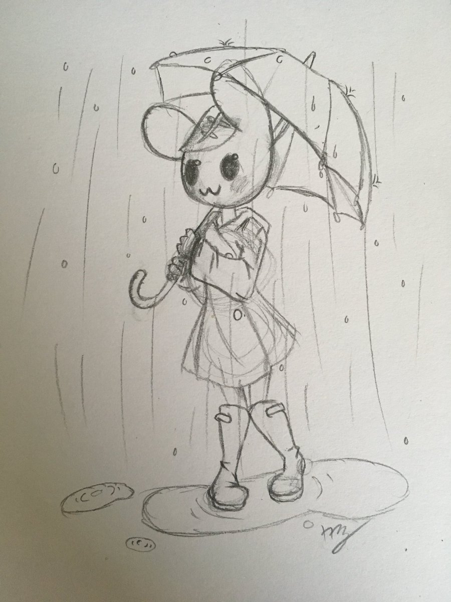 900x1200 Honniebun@anthrcon2018 On Twitter I Drew A Puddle Bunny! - Raincoat Sketch