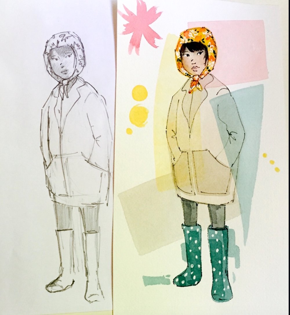 1000x1086 Personal Work And Sketchbook Jenn Kocsmiersky - Raincoat Sketch