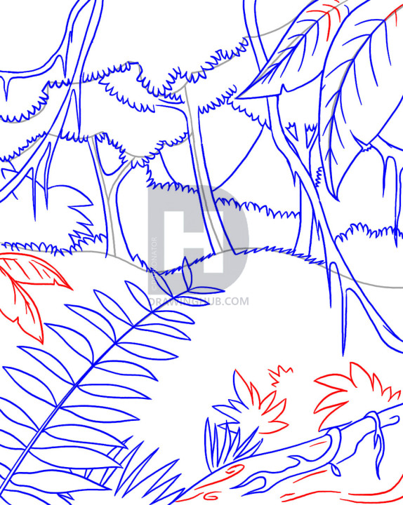 574x720 How To Draw A Rainforest, Step By Step, Drawing Guide, By - Rainforest Sketch