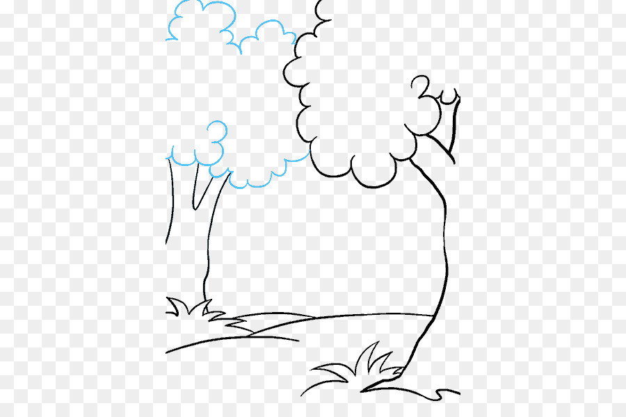 900x600 Line Art Drawing Cartoon How To Draw Trees Sketch - Rainforest Tree Sketch