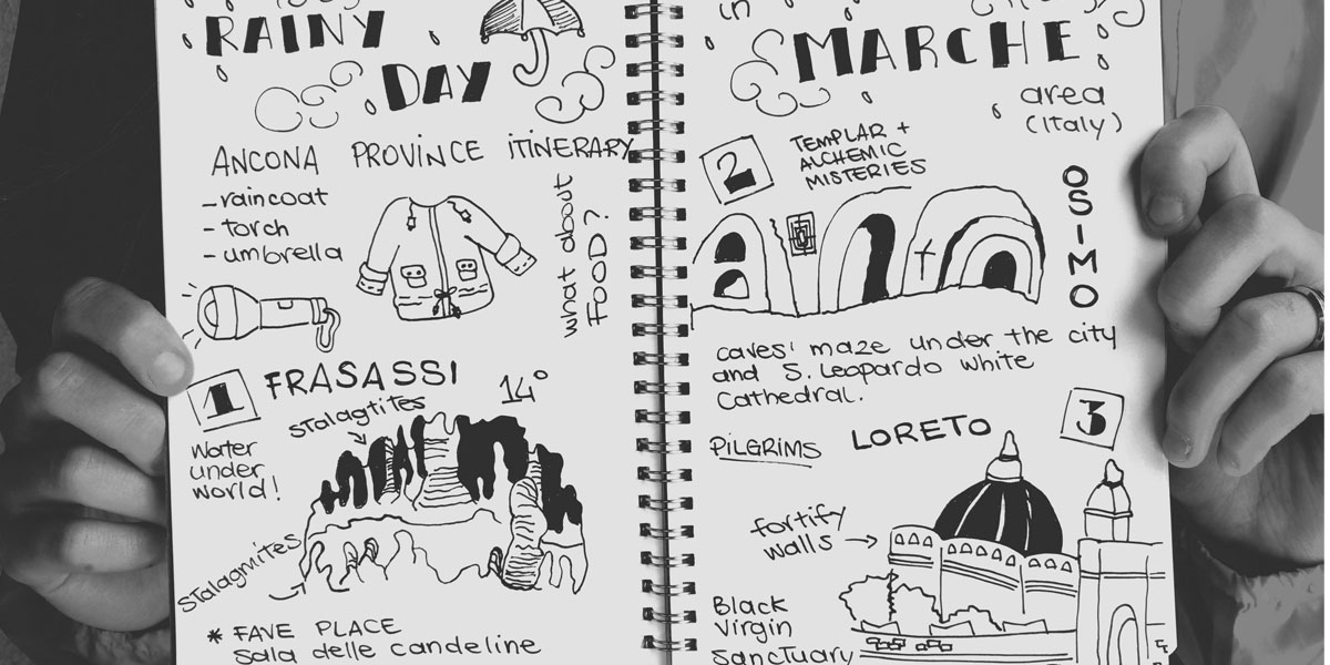 1200x600 Umbrellas On! What To Do In Le Marche If It - Rainy Day Sketch