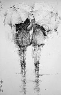 205x320 Girl In Rain Drawing Art Ideas Drawings, Art And - Rainy Day Sketch