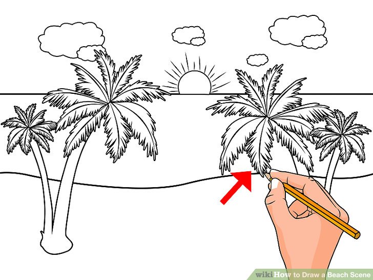 728x546 How To Draw A Beach Scene 6 Steps (With Pictures) - Rainy Day Sketch For Kids