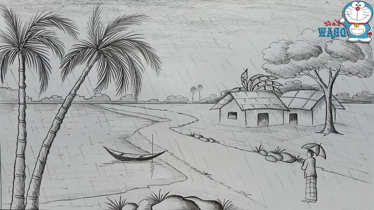Creative Rainy Season Drawing Sketches with simple drawing