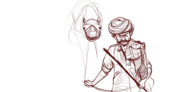 600x301 Sketch Rajasthani Camel Rider.. On Behance - Rajasthani Sketch