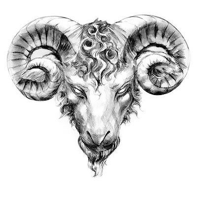 400x400 Ram Head Realistic Tattoo Design Tattoos - Ram Head Sketch