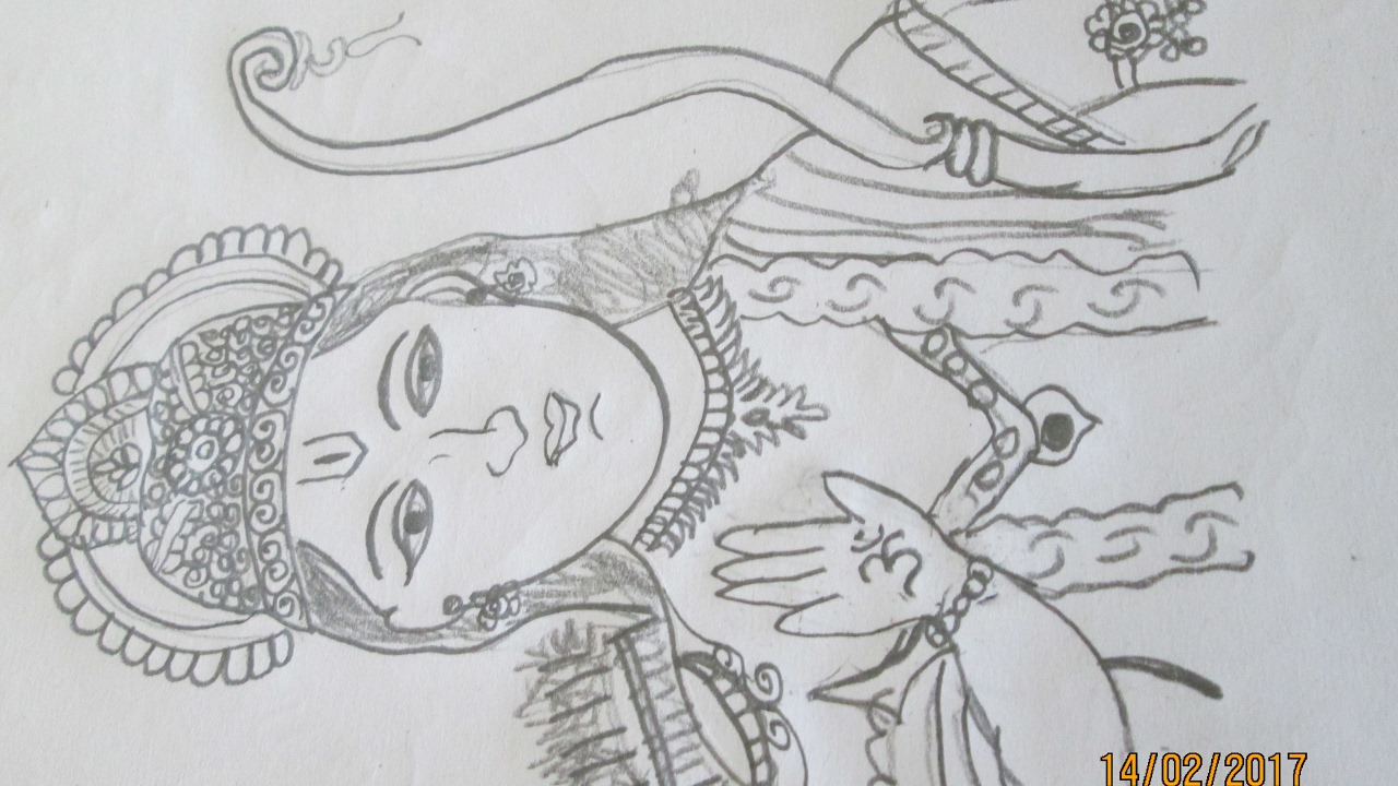 1280x720 Lord Sri Rama Image Pencil Drawing - Rama Sketch