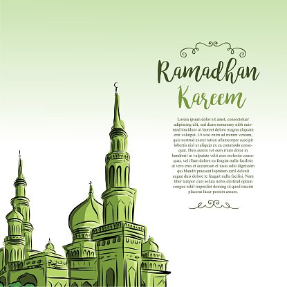 415x415 Sketch Of Mosque For Ramadan Kareem Premium Clipart - Ramadan Sketch
