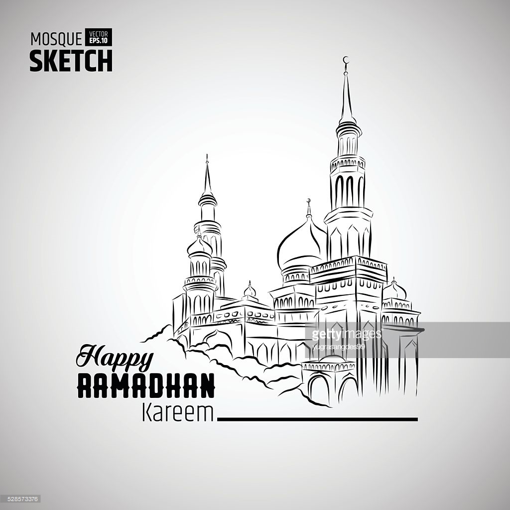 1024x1024 Drawn Mosque Ramadan - Ramadan Sketch