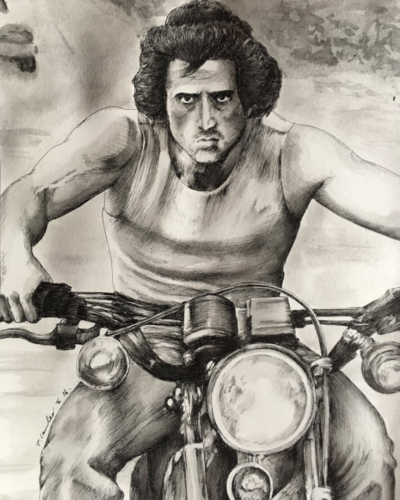 570x712 John Rambo Original Watercolour Painting Drawing. Sylvester Etsy - Rambo Sketch