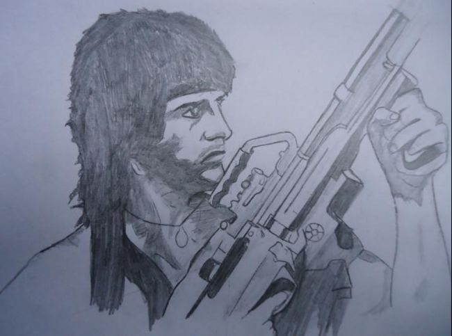 650x483 Pencil Sketches Amp Painting Hollywood - Rambo Sketch
