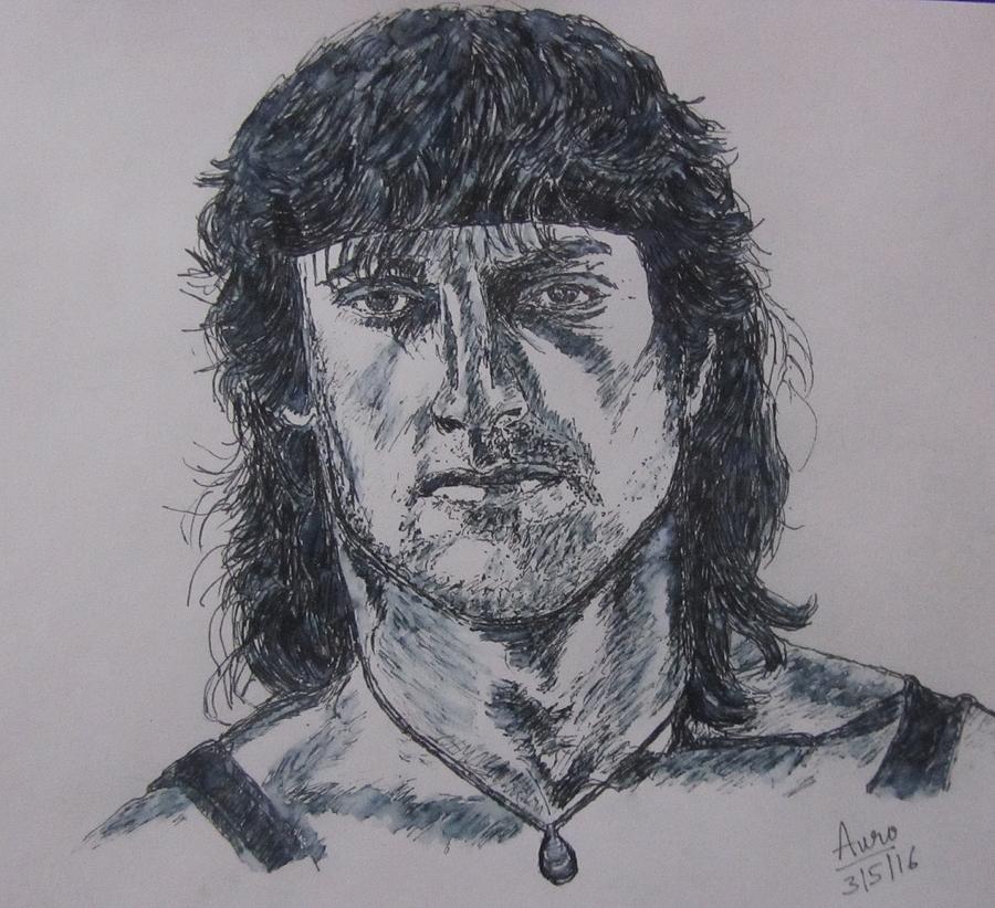 900x822 Rambo 3 Painting By Aurokanya Chattopadhya - Rambo Sketch