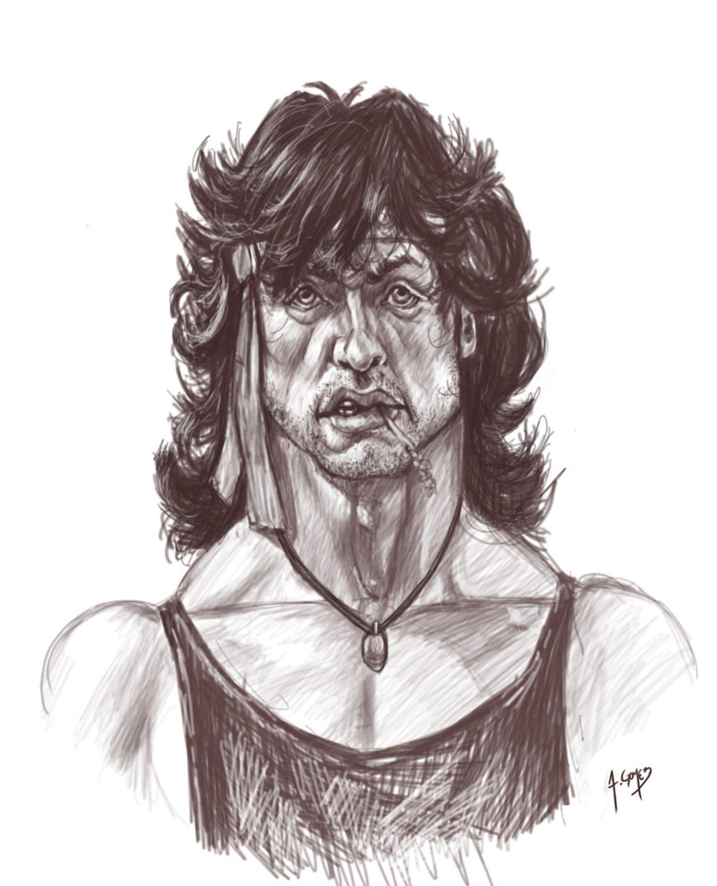 804x994 Rambo Sketch By Kusanagisensei - Rambo Sketch