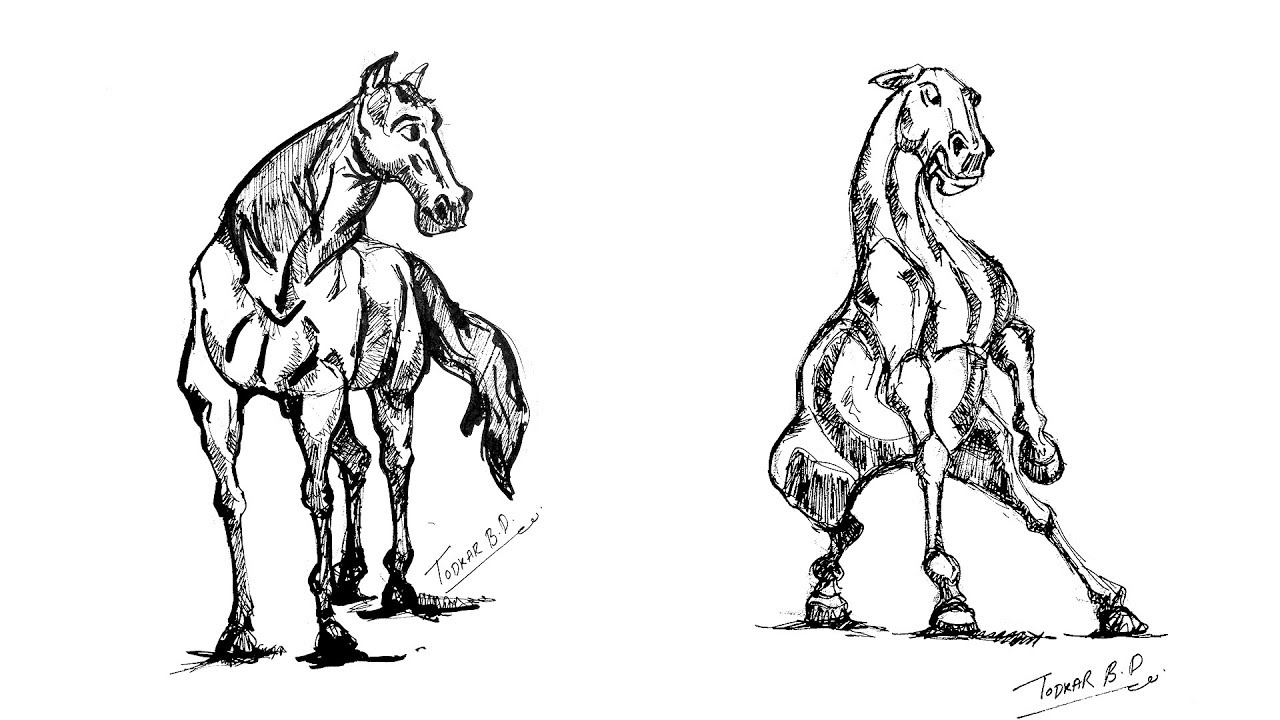 1280x720 Horse Drawing Horse Character Drawing Horse Rapid Sketch - Rapid Sketch