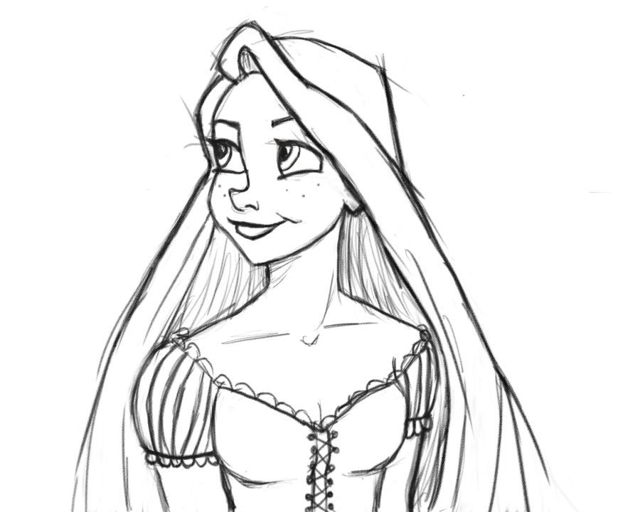 900x720 Rapunzel Sketch By Broopimus - Rapunzel Sketch