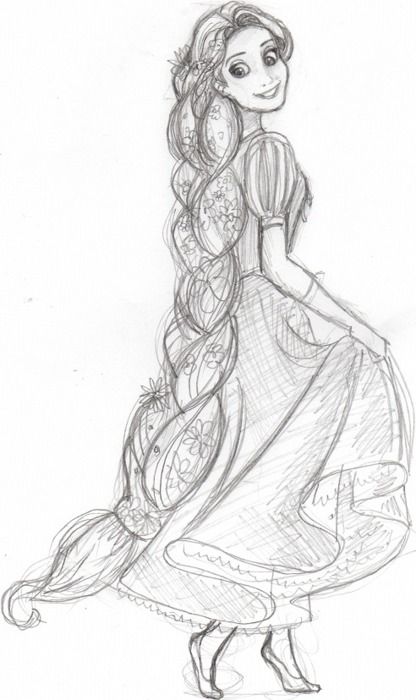 416x700 Rapunzel Drawing Tangled - Rapunzel Sketch