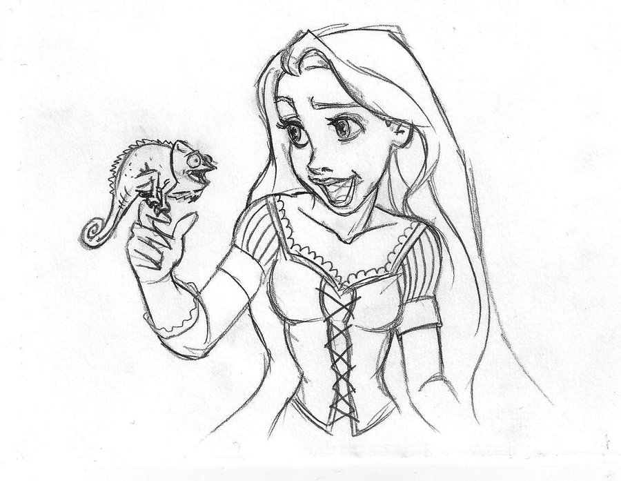 900x697 Rapunzel Pascal Sketch By Danielfoez - Rapunzel Sketch