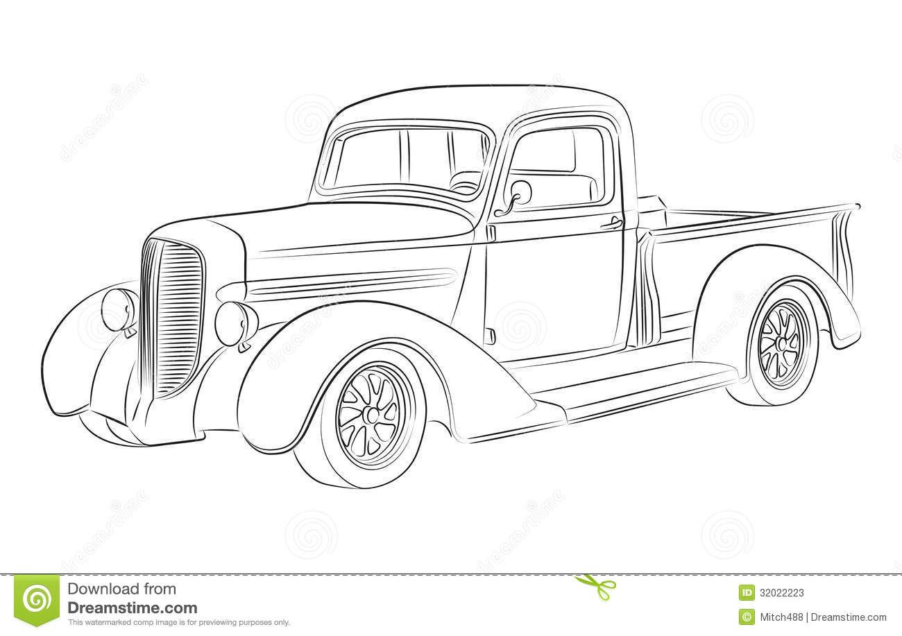 1300x917 Old School Hot Rod Trucks Drawing Sketch Coloring - Rat Rod Sketches