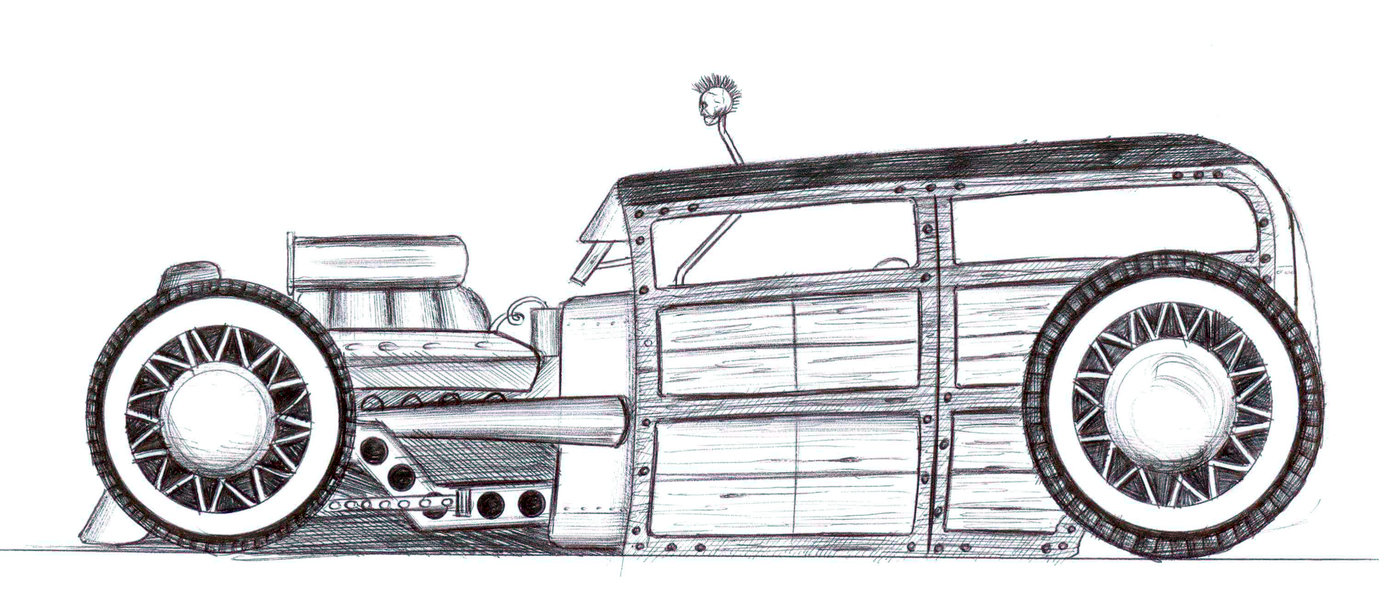 1400x609 Sketching By Wesley York - Rat Rod Sketches