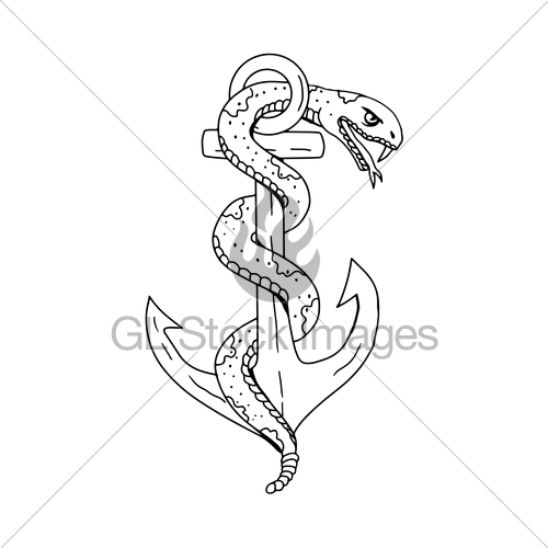 500x500 Rattlesnake Coiling On Anchor Drawing Gl Stock Images - Rattlesnake Sketch