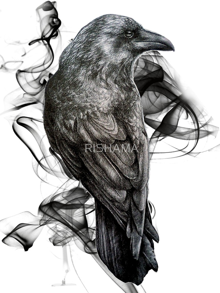 750x1000 Crow Gothic Bird Raven Realism Drawing Sketch Tattoo By Rishama - Raven Bird Sketch