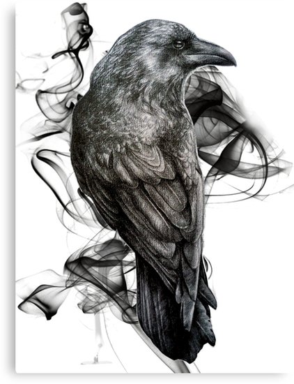 422x550 Crow Gothic Bird Raven Realism Drawing Sketch Tattoo Canvas - Raven Sketch