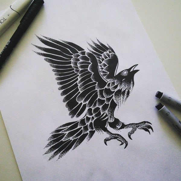 600x600 80 Amazing Raven Tattoos That Will Change Your Life - Raven Tattoo Sketch