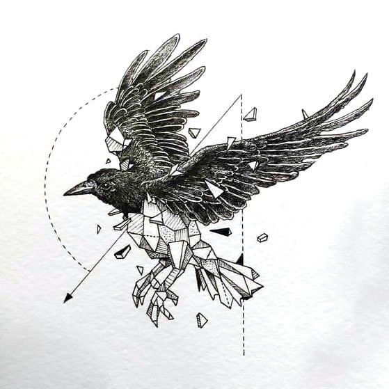 559x559 Great Geometric Raven Tattoo Design Tattoo Art Amp Drawings - Raven Tattoo Sketch