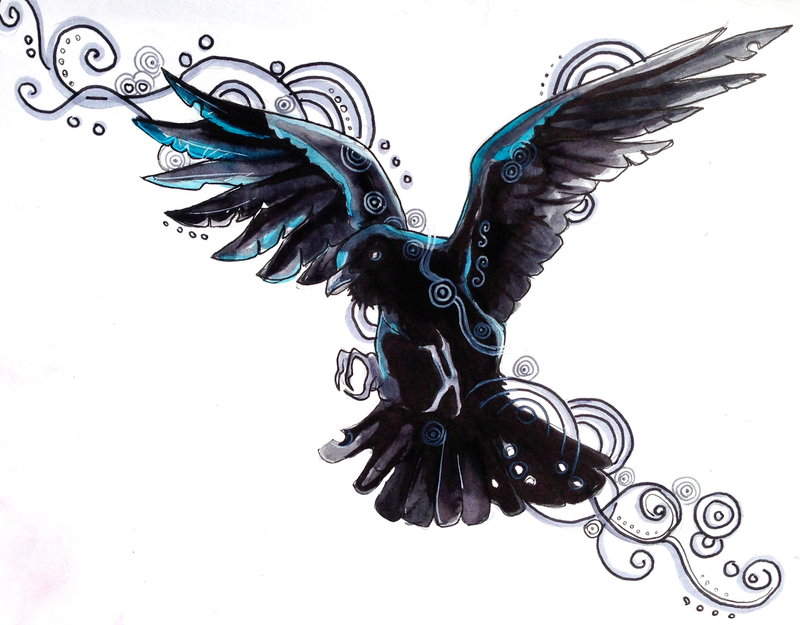 800x625 Raven Tattoo Design By Lucky978 - Raven Tattoo Sketch