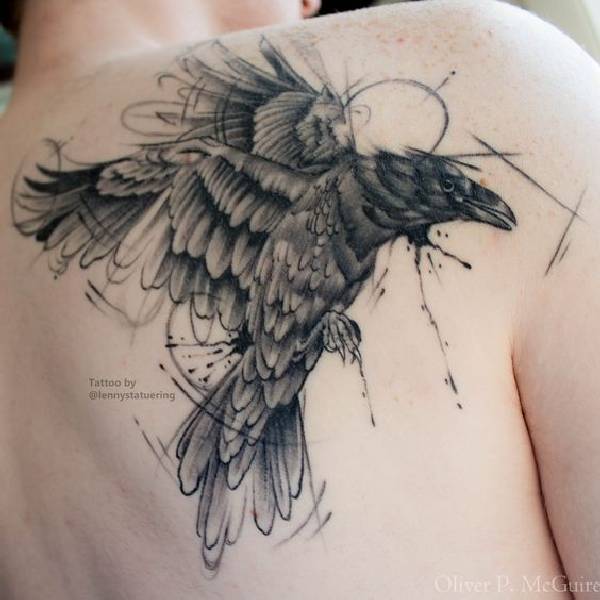 600x600 40 Amazing Raven Tattoos Tattoo Spirit - Raven Tattoo Sketch