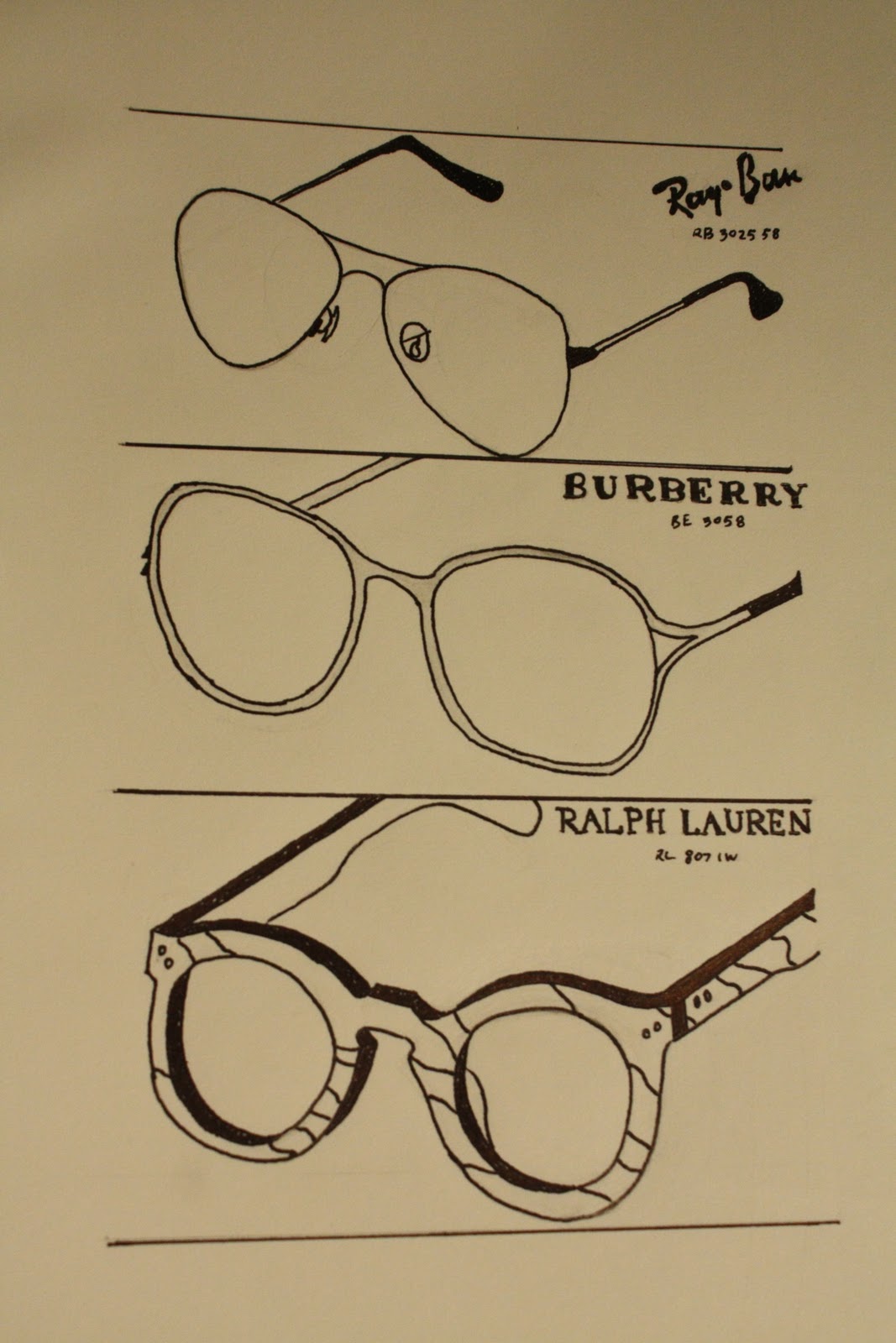 1067x1600 That Kid. Sketched Sunglasses From Ray Ban, Burberry And Ralph - Ray Ban Sketch