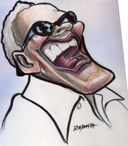 439x500 Ray Charles By Lukas Famous People Cartoon Toonpool - Ray Charles Sketch