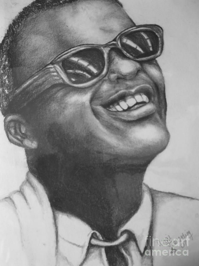 675x900 Ray Charles Drawing By Angie Sellars - Ray Charles Sketch