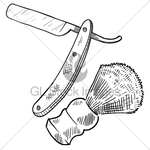 500x500 Retro Shaving Kit Sketch Gl Stock Images - Razor Sketch
