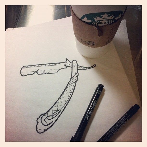 612x612 Small Straight Razor Sketch. Tattoos Tattoos - Razor Sketch