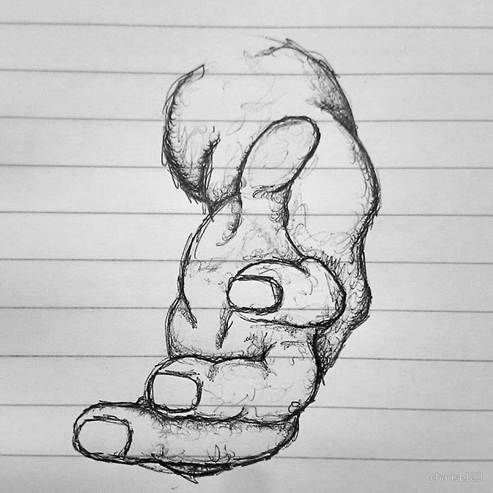1000x1000 Reaching Hand Drawing By Charisb123 Redbubble - Reaching Hand Sketch