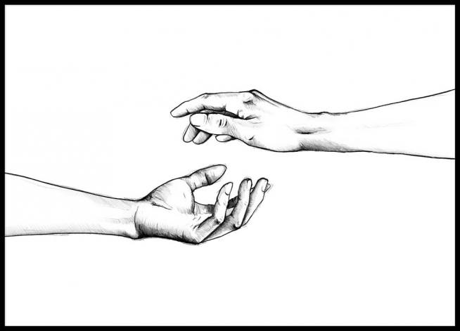654x471 Reaching Hands Poster - Reaching Hand Sketch