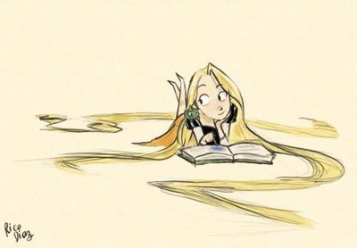 400x278 Rapunzel Reading Sketch Wonderful World Of Disney - Reading Sketch