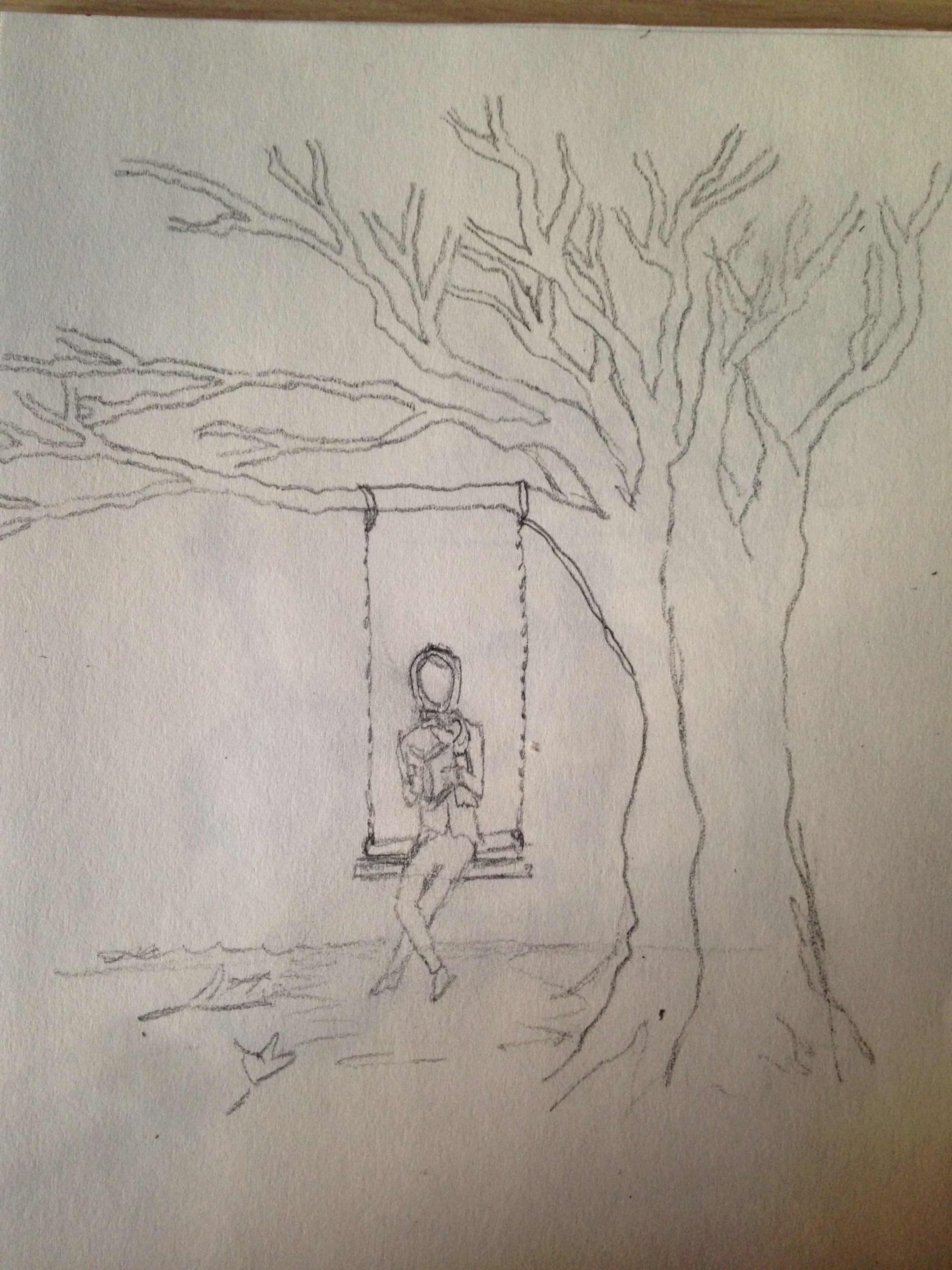 2448x3264 Sketch Of A Girl Reading On A Tree Swing The Quantum Thought - Reading Sketch