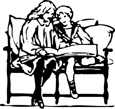 456x432 Children Reading Sketch - Reading Sketch
