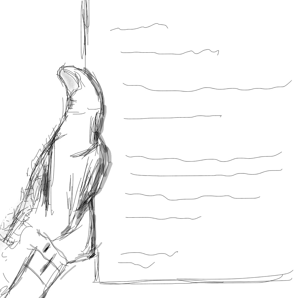 1024x1024 Letter Reading Sketch Self Portrait Of My Hand. The Paper - Reading Sketch