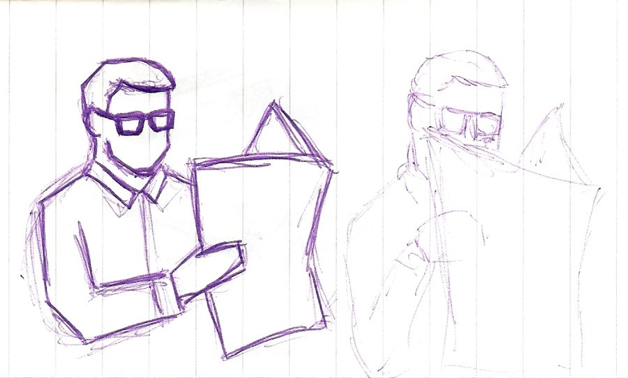 900x542 Sketch Of Man Reading Newspaper By Roosterbatman - Reading Sketch