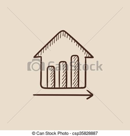 450x470 Graph Of Real Estate Prices Growth Sketch Icon. Graph Of... Vector - Real Estate Sketch