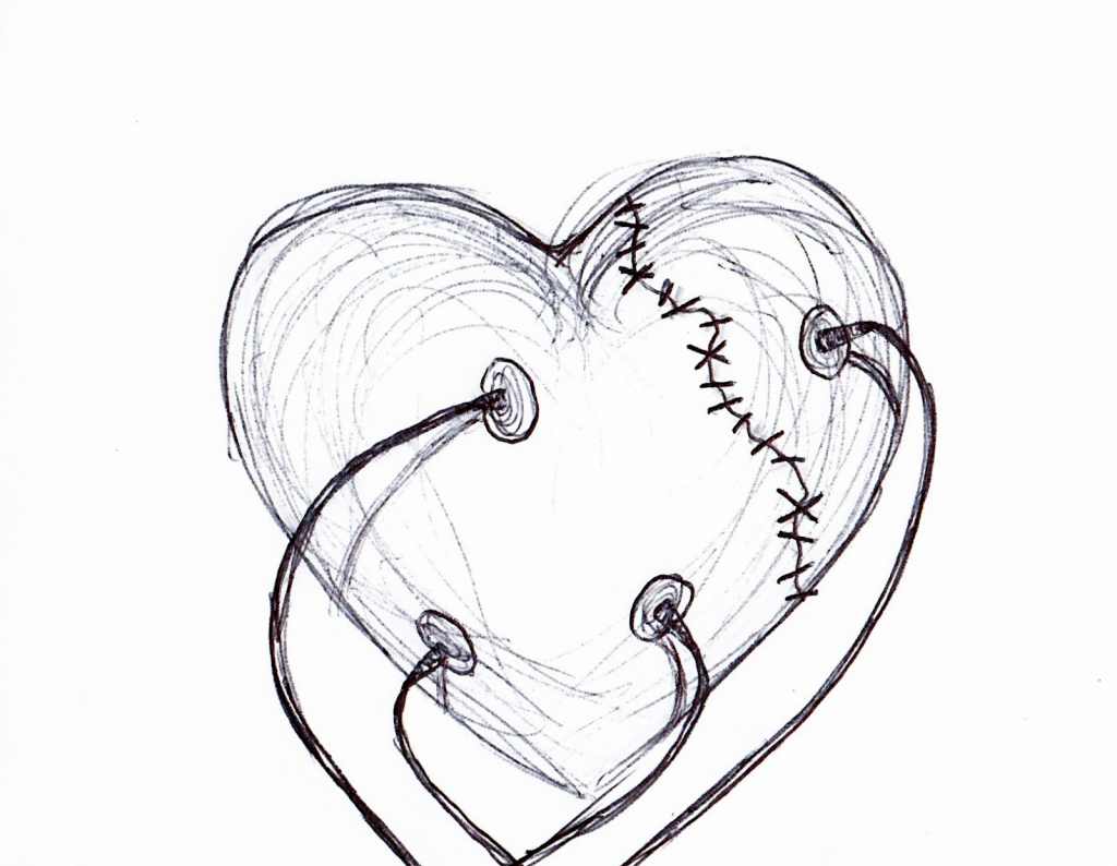 1024x794 Collection Of Real Heart Drawing Simple High Quality, Free - Real Heart Sketch
