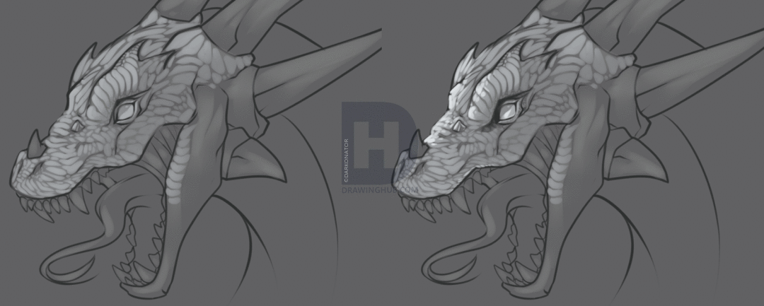1080x433 How To Draw A Dragon, Realistic Dragon, Step By Step, Drawing - Realistic Dragon Sketch