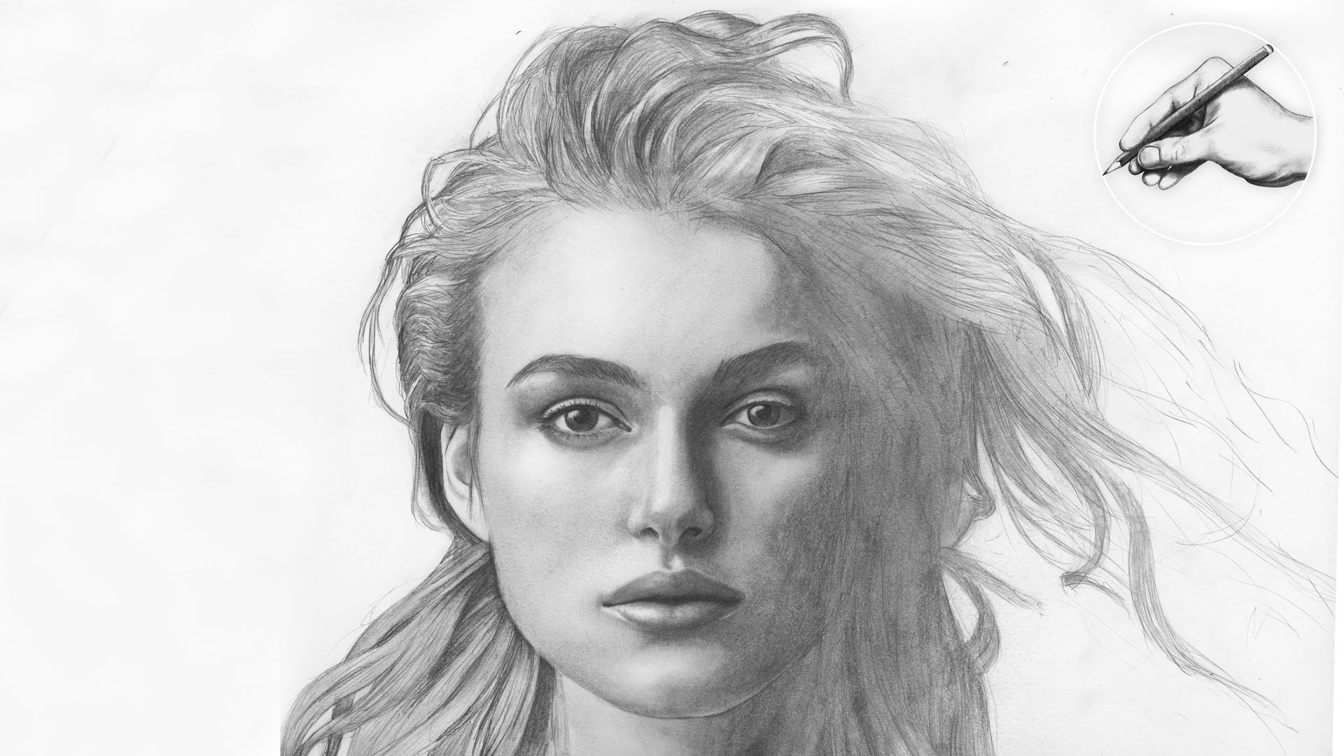 Кира Найтли портрет карандашом