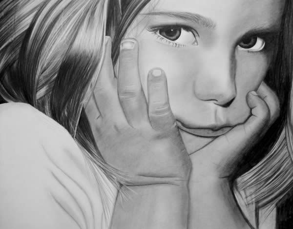 600x469 Pictures Girl Drawing Realistic, - Realistic Girl Sketch