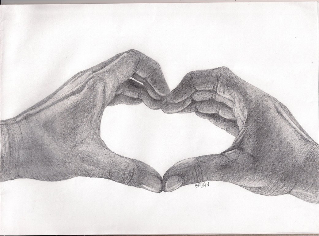 1041x768 Drawn Heart Draw - Realistic Heart Sketch